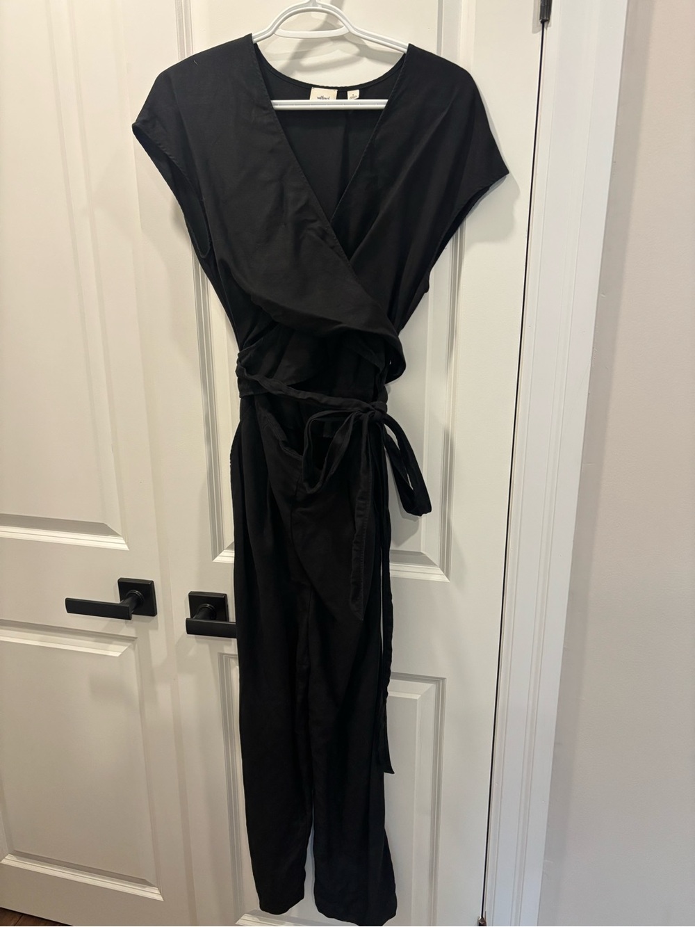 Wilfred Black Wrap Jumpsuit with Tie Waist